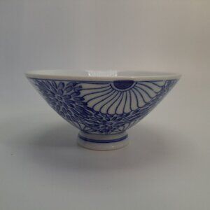 Vintage Otagiri Blue White Floral Ceramic Rice Bowl